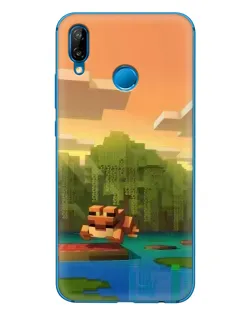 Чехол для Huawei P20 Lite (2019) с картинкой «Майнкрафт закат солнца»