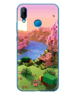 Чехол для Huawei P20 Lite (2019) с картинкой «Розовое дерево Minecraft»