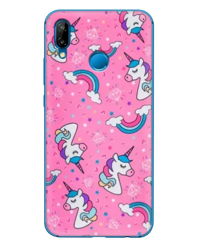 Чехол для Huawei P20 Lite (2019) с картинкой «Unicorn паттерн розовый»