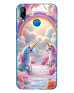 Чехол для Huawei P20 Lite (2019) с картинкой «Радуга и единороги»