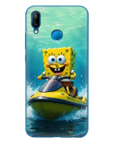 Чехол для Huawei P20 Lite (2019) с картинкой «Спанч Боб на гидроцикле»