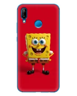 Чехол для Huawei P20 Lite (2019) с картинкой «Спанч Боб на красном»
