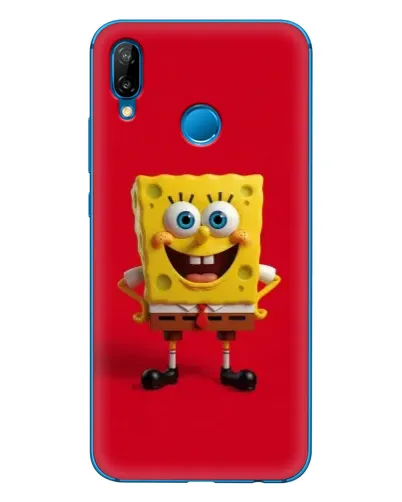 Чехол для Huawei P20 Lite (2019) с картинкой «Спанч Боб на красном»