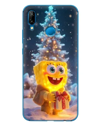 Чехол для Huawei P20 Lite (2019) с картинкой «Рождественский Спанч Боб»