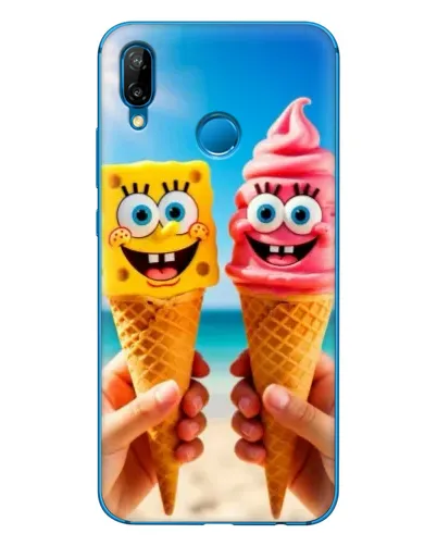 Чехол для Huawei P20 Lite (2019) с картинкой «Спанч Боб мороженое»