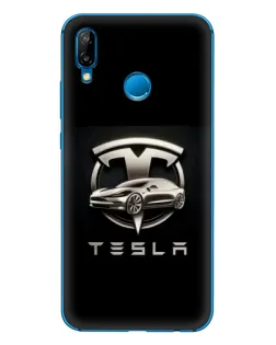 Чехол для Huawei P20 Lite (2019) с картинкой «Tesla — серебристое авто»