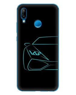Чехол для Huawei P20 Lite (2019) с картинкой «Голубой силуэт Lamborghini»