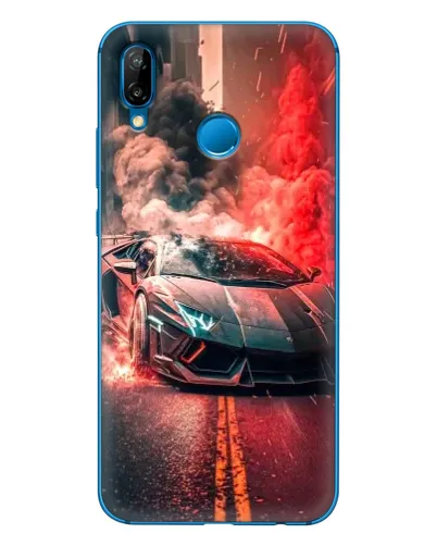 Чехол для Huawei P20 Lite (2019) с картинкой «Lamborghini красный дым»