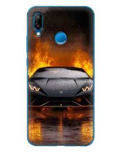 Чехол для Huawei P20 Lite (2019) с картинкой «Lamborghini в огне»