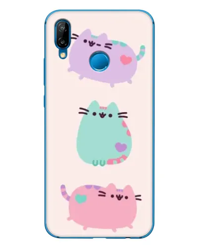 Чехол для Huawei P20 Lite (2019) с картинкой «Pusheen трио»