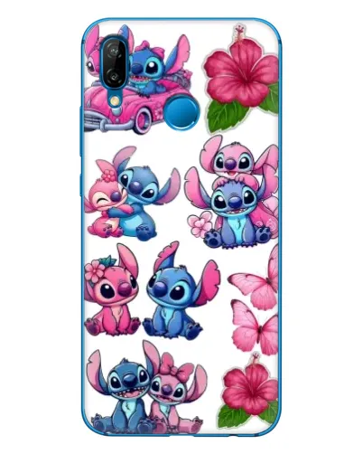 Чехол для Huawei P20 Lite (2019) с картинкой «Стикеры Stitch и Angel»