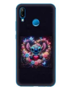 Чехол для Huawei P20 Lite (2019) с картинкой «Stitch в цветах»