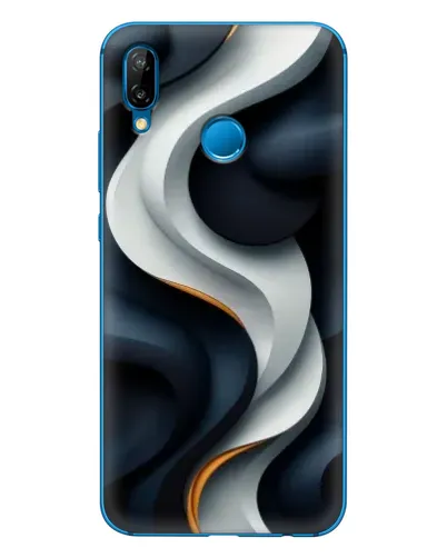 Чехол для Huawei P20 Lite (2019) с картинкой «Объемные черно-белые ленты»