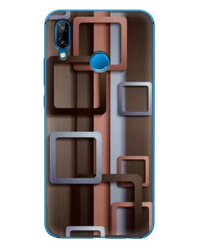 Чехол для Huawei P20 Lite (2019) с картинкой «Коричневые объемные квадраты»