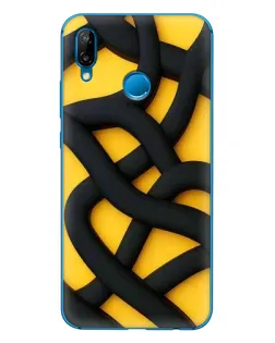 Чехол для Huawei P20 Lite (2019) с картинкой «Черное желтое переплетение»