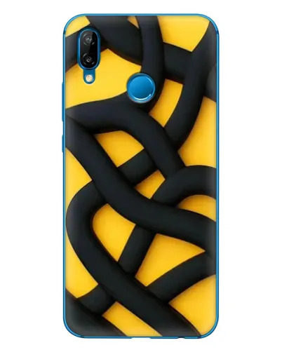 Чехол для Huawei P20 Lite (2019) с картинкой «Черное желтое переплетение»