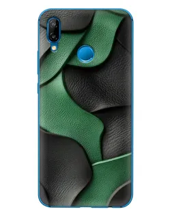 Чехол для Huawei P20 Lite (2019) с картинкой «Зеленые кожаные волны»