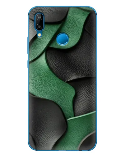 Чехол для Huawei P20 Lite (2019) с картинкой «Зеленые кожаные волны»