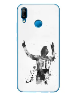 Чехол для Huawei P20 Lite (2019) с картинкой «Черно-белый силуэт Месси»