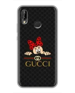Чехол для Huawei P20 Lite (ANE-L02) с картинкой «Минни Маус Gucci — черный»