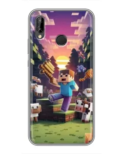 Чехол для Huawei P20 Lite (ANE-L02) с картинкой «Стив на ферме»