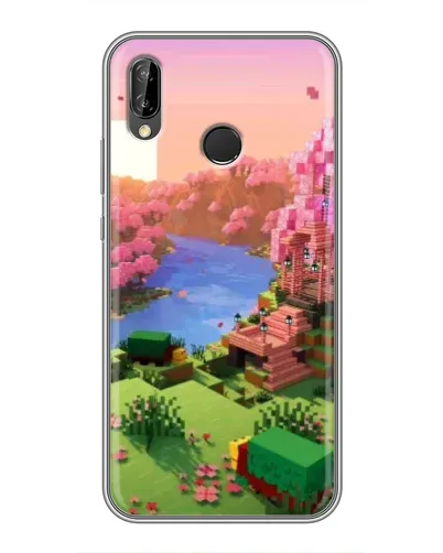 Чехол для Huawei P20 Lite (ANE-L02) с картинкой «Розовое дерево Minecraft»