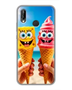 Чехол для Huawei P20 Lite (ANE-L02) с картинкой «Спанч Боб мороженое»
