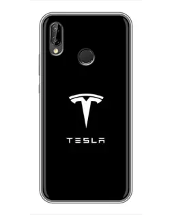 Чехол для Huawei P20 Lite (ANE-L02) с картинкой «Tesla White Logo»