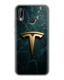 Чехол для Huawei P20 Lite (ANE-L02) с картинкой «Мраморная Tesla Gold»