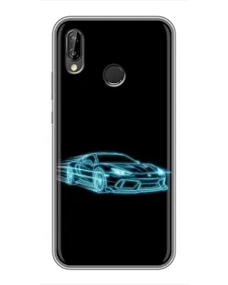 Чехол для Huawei P20 Lite (ANE-L02) с картинкой «Неоновый контур Lamborghini»