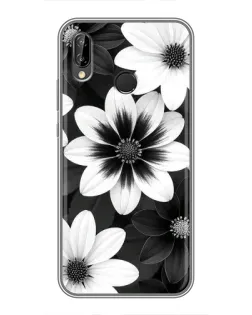 Чехол для Huawei P20 Lite (ANE-L02) с картинкой «Монохромные астры»