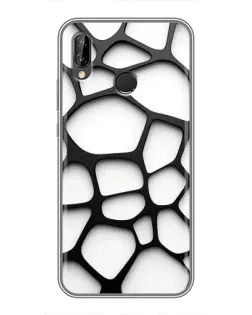 Чехол для Huawei P20 Lite (ANE-L02) с картинкой «Белая объемная сетка»