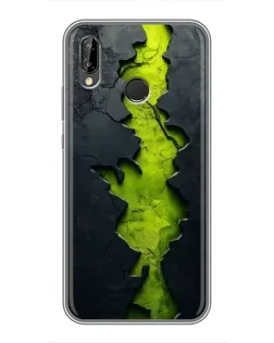 Чехол для Huawei P20 Lite (ANE-L02) с картинкой «Салатовый разлом скалы»