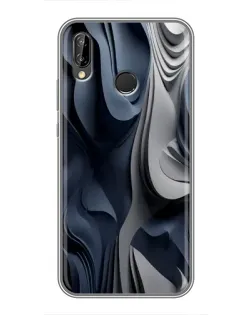 Чехол для Huawei P20 Lite (ANE-L02) с картинкой «Объемные синие складки»