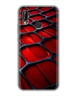 Чехол для Huawei P20 Lite (ANE-L02) с картинкой «Красная глянцевая сетка»