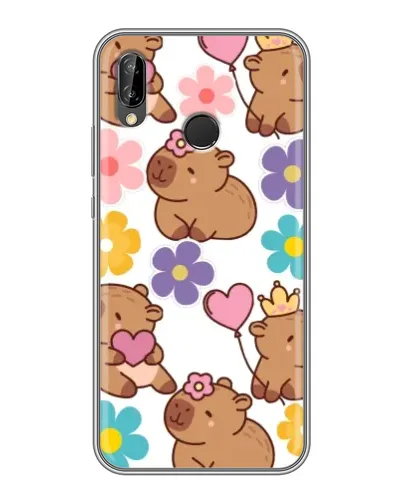 Чехол для Huawei P20 Lite (ANE-L02) с картинкой «Цветочный паттерн капибар» Чехол для Huawei P20 Lite (ANE-L02) с картинкой «Цветочный паттерн капибар»