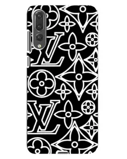 Чехол для Huawei P20 Pro (CLT-L04) с картинкой «Черно-белый узор LV»