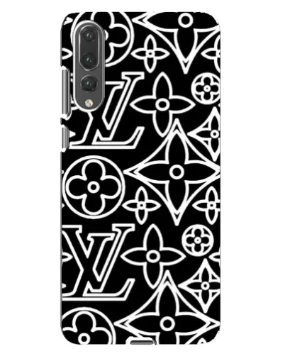 Чехол для Huawei P20 Pro (CLT-L04) с картинкой «Черно-белый узор LV»