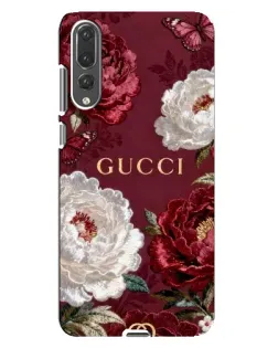 Чехол для Huawei P20 Pro (CLT-L04) с картинкой «Gucci — бордовые розы»