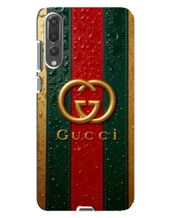 Чехол для Huawei P20 Pro (CLT-L04) с картинкой «Gucci — фирменная полоса и золото»