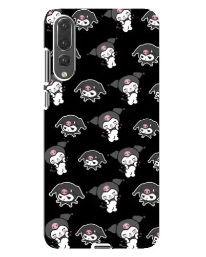 Чехол для Huawei P20 Pro (CLT-L04) с картинкой «Черный паттерн Kuromi»