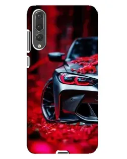 Чехол для Huawei P20 Pro (CLT-L04) с картинкой «Спортивная BMW и цветы»