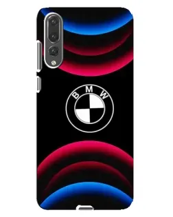 Чехол для Huawei P20 Pro (CLT-L04) с картинкой «Логотип BMW и неоновые дуги»