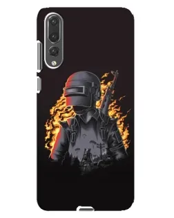 Чехол для Huawei P20 Pro (CLT-L04) с картинкой «PUBG — огненный силуэт»
