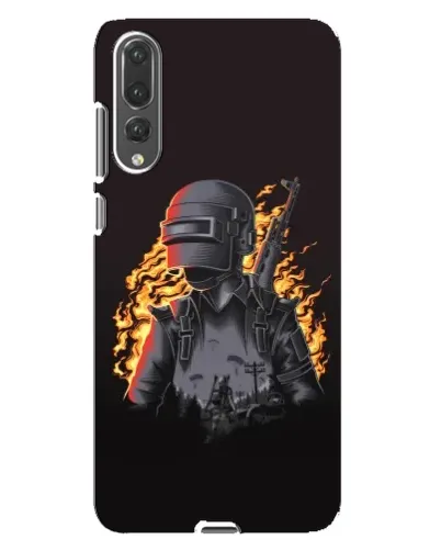 Чехол для Huawei P20 Pro (CLT-L04) с картинкой «PUBG — огненный силуэт»