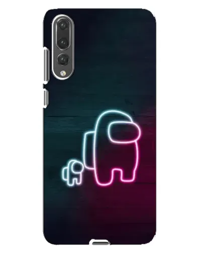 Чехол для Huawei P20 Pro (CLT-L04) с картинкой «Among Us неон-арт»