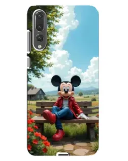 Чехол для Huawei P20 Pro (CLT-L04) с картинкой «Микки на скамейке»
