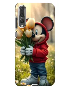 Чехол для Huawei P20 Pro (CLT-L04) с картинкой «Микки с тюльпанами»