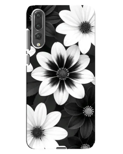 Чехол для Huawei P20 Pro (CLT-L04) с картинкой «Монохромные астры»