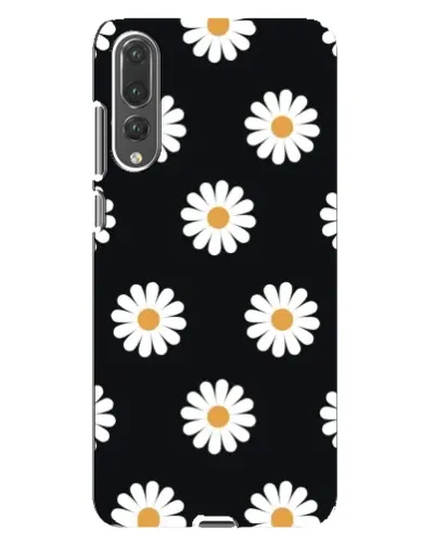Чехол для Huawei P20 Pro (CLT-L04) с картинкой «Ромашки на черном»